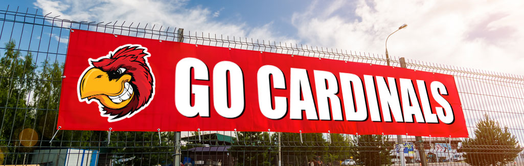 Go Cardinals Outdoor Vinyl Banners on a Fence | Banners.com